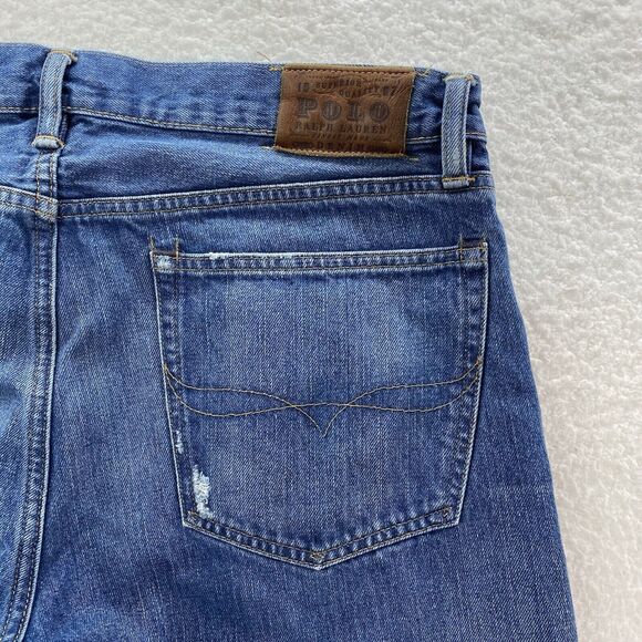 Polo Ralph Lauren Jeans Mens 36x32 Blue Slim Straight Fit Medium Fade Wash Denim - Picture 10 of 13